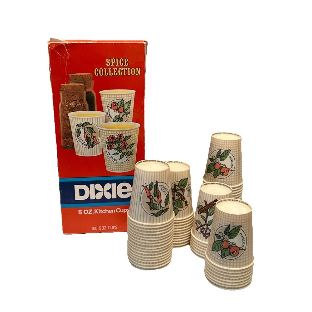 Vintage Dixie Refill 5 Oz Cups Spice Collection 65 Count‎ Partial Box Retro 1986